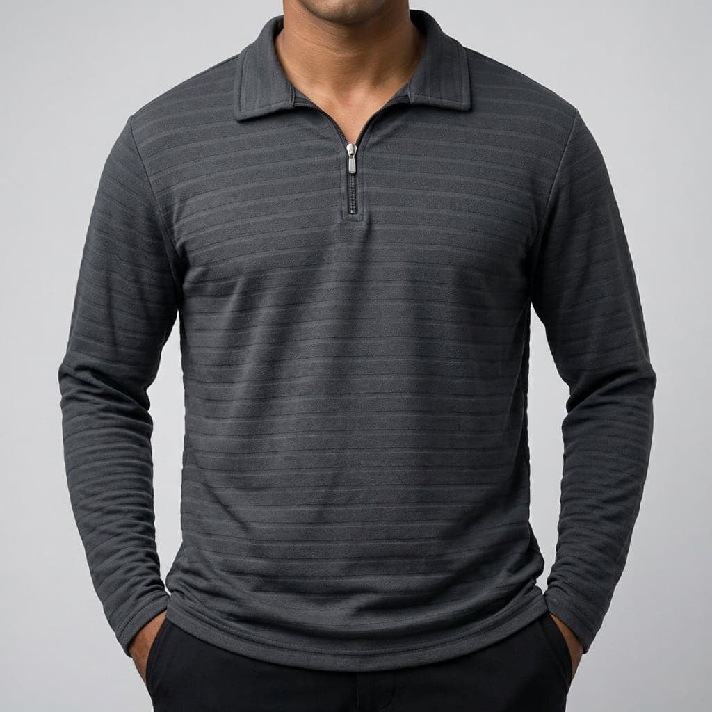Dark Gray Full-Sleeve Zipper T-Shirt