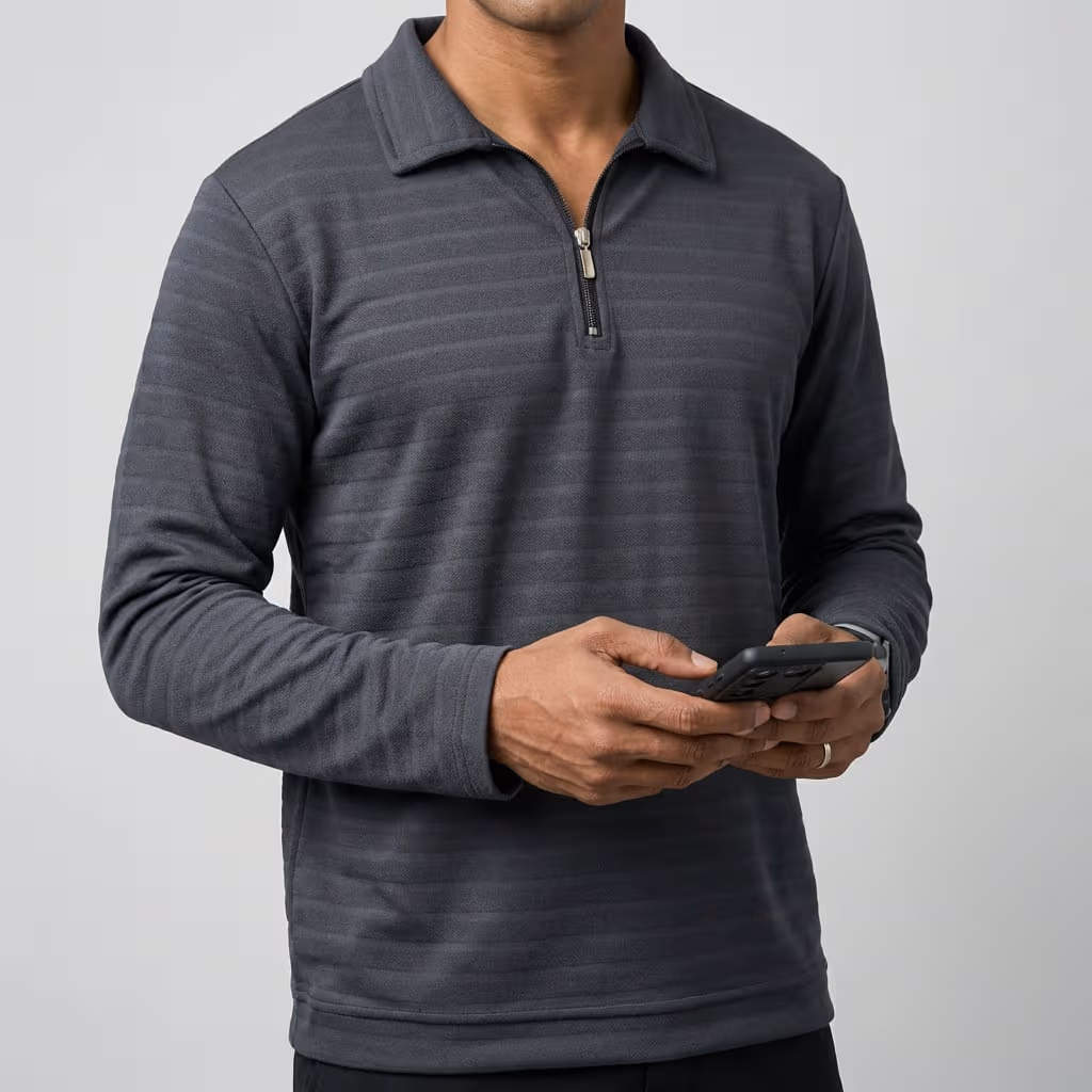 Dark Gray Full-Sleeve Zipper T-Shirt