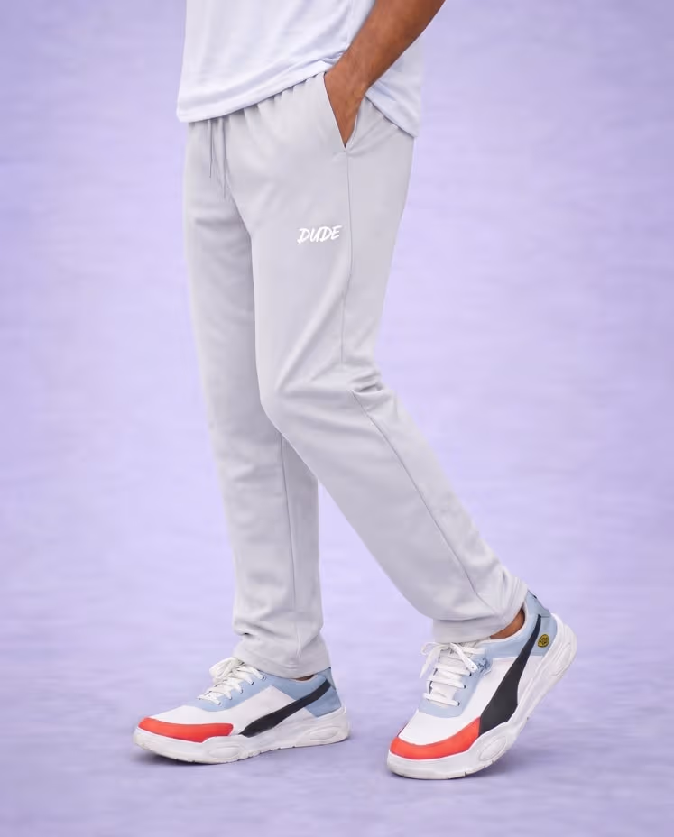 Silver White Track Pants for Men